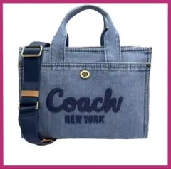 COACHコーチ MatinKimブラックデニムバッグ caz29デニムブルー青