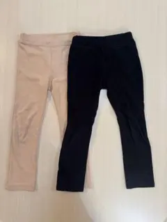 ベージュと黒のストレッチパンツ 110cm