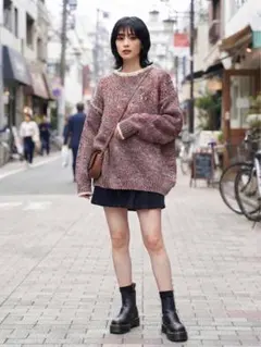 MONO-MART LADY’S ミックスカラーニット オーバーサイズ ゆるだぼ