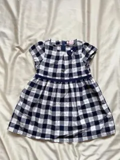 ミキハウス 半袖ワンピース 100cm ネイビー・ホワイトチェック