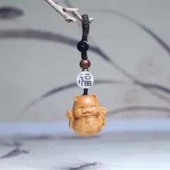 나무 조각 고양이 뿌리 붙이 스트랩 연기물