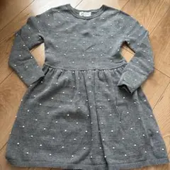 H&M グレー ドット柄 ワンピース 4-6Y