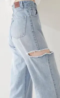 ダメージワイドデニムパンツ