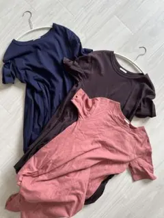 ジーユーワンピース 3点セットマーセライズドAラインワンピース Sサイズ