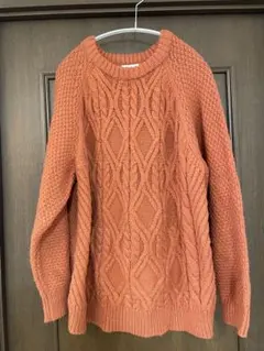 LOWRYS FARM ケーブルニットセーター オレンジ