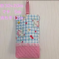 2 上履き入れ　上履き袋　シューズバッグ　ユニコーン　ピンク　レース　幼稚園
