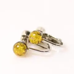 琥珀 6mm 一粒 シルバー イヤリング