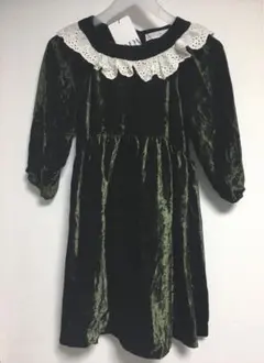 ザラ　ZARA 140cm ベロア　スカラップ襟　ワンピース　新品未使用品