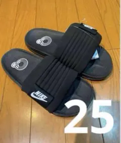 25cmナイキ　オフコートサンダル　アジャスト　ベルクロ　ベナッシ　ブラック黒色