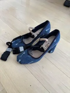MiuMiu デニム ヒールパンプス バレリーナ 38.5 リボン