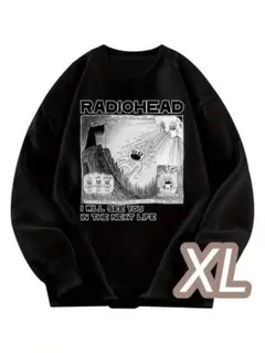 【プレミアムトレーナー】黒★XLサイズ《Radiohead》裏フリース★╋サイズ