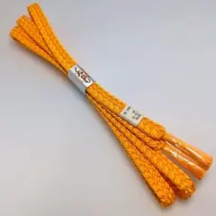 【未使用】山吹色 組紐 編み込み帯締め 100%絹 M
