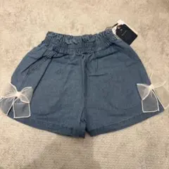 タグ付きcottoliリボン付きデニム風ショートパンツ