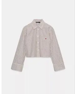 ZARA ハートストライプ柄ポプリンシャツ