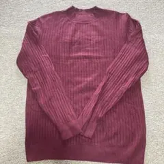 バーガンディ リブ編み セーター　Mサイズ