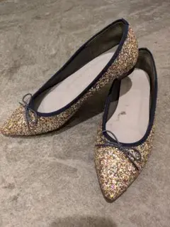 シルバー フラットシューズ