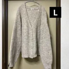 Rafial ベージュ ニット カーディガン 長袖 L