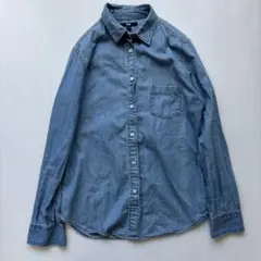 ユニクロ　UNIQLO シャンブレーシャツ　デニムシャツ　L 長袖 青