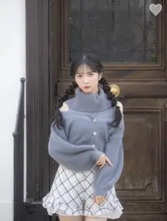 新品 evelyn タートルシャギーSET ツイードフリルショーパン 2点セット