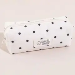 ポルカドット ペンケース アイボリー 大容量 筆箱 シンプル 韓国 ポーチ