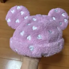 ミッキー耳付きピンク帽子 58cm