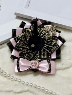 ロゼット 痛バッグ ピンク ブラック 音符 推し活