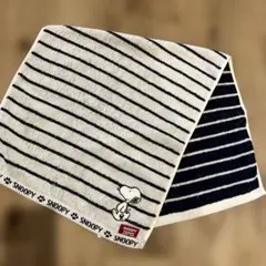 新品★SNOOPY ★ストライプ★フェイスタオル ★ネイビー/ホワイト