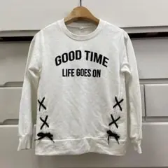 薄手トレーナー　リボン　白