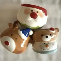 【即日発送】デザート陶器 カップ３個セット クリスマス