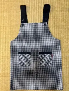 キッズ エプロン ギンガムチェック ネイビー 130㎝