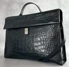 フルラ FURLA クロコダイル型押しレザー ブリーフケース 2way ブラック