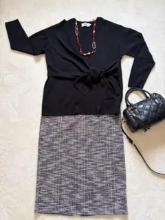 AZUL by MOUSSY セットアップ風 ツイードスカート 黒 上品