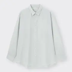 GU イージーケアシアーオーバーサイズシャツ ライトグレー