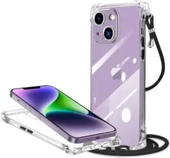 iPhone 14 Plus 用 ケース ショルダー クリア ストラップ付き