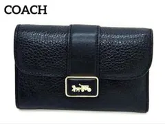 美品　COACH　コーチ　折財布　ぺブルレザー　グレース　ミディアム ウォレット