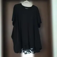 gommeドット柄レイヤード 半袖Tシャツ ブラックのサムネイル