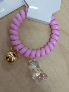 紫 くま ヘアゴム スプリングゴム ブレスレット にも。 ブレス アクセサリー