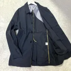 ビームスハート　ステンカラーコート　ネイビー　ナイロン　カモフラライン　L