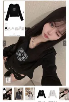 GRL ロゴ入り ブラック長袖Tシャツ Fサイズ