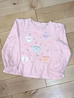 未使用に近い◆メゾピアノ◆140◆ピンクハート◆ロンTカットソー