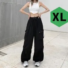 レディース カーゴパンツ XL 大きいサイズ ワイド 作業着 カジュアル 黒