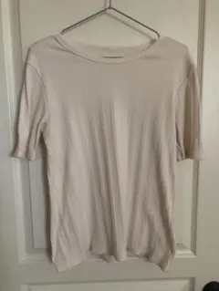【新品・未使用】UNIQLO ランダムリブクルーネックT Ivory Lサイズ