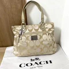 本物 COACH コーチ ポピー シグネチャー サテン キャンバス トートバッグのサムネイル
