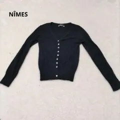 NÎMES　 Vネックカーディガン 　ダークグレー　コットン100%　黒のサムネイル