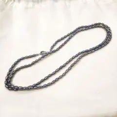 本真珠 ブラックパール ネックレス 淡水パール ロングネックレス 美品