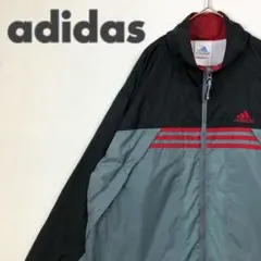 2062 アディダス　ジャージ　ナイロンジャケット　刺繍　ロゴ　ゆるだぼ　黒