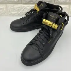 【良品】BUSCEMI ブシェミ レザースニーカー シボ革 ターンロック 黒