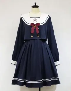 Amavel ワンピースCrown Emblem Setup風セーラー/ネイビー