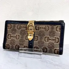 グッチ 長財布 オールドグッチ GG柄 ベルト金具 キャンバス 札入れ カード入