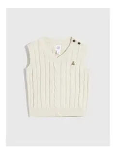GAP ケーブル セーターベスト ベビー トップス ベスト 70アイボリー